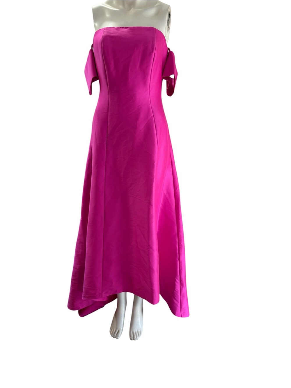 Sachin & Babi Fuchsia Satin Strapless Off-Shoulder High-Low Formal Gown Size 0